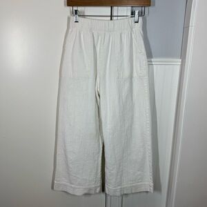 Hackwith Wide Leg Linen Pant in white gauze lined pockets size small slow living